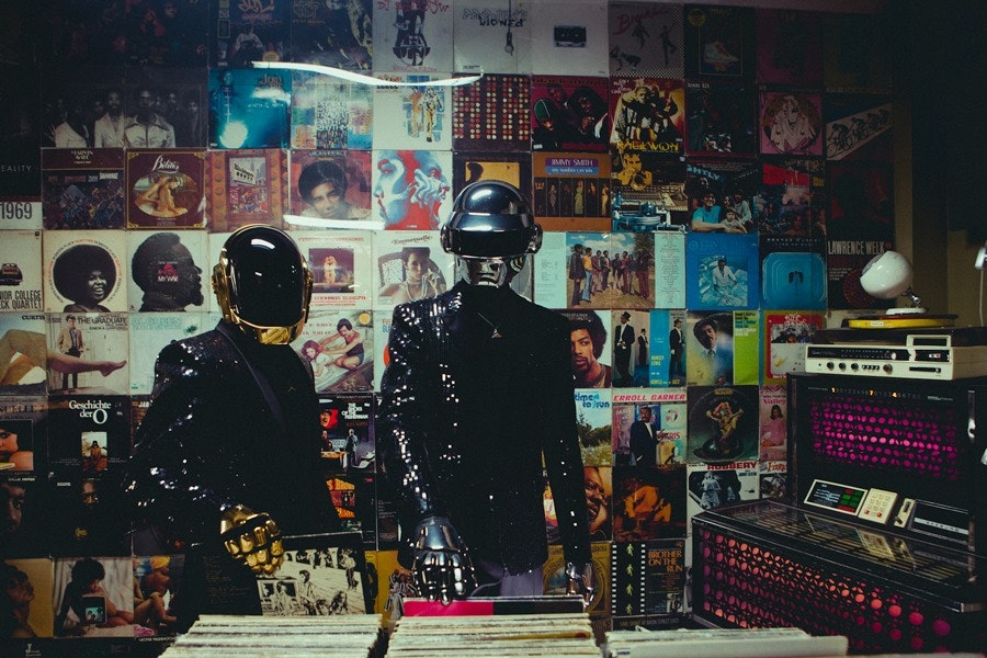 Daft Punk at Artform Studio, L.A. Photo by Nabil Elderkin with Warren Fu.